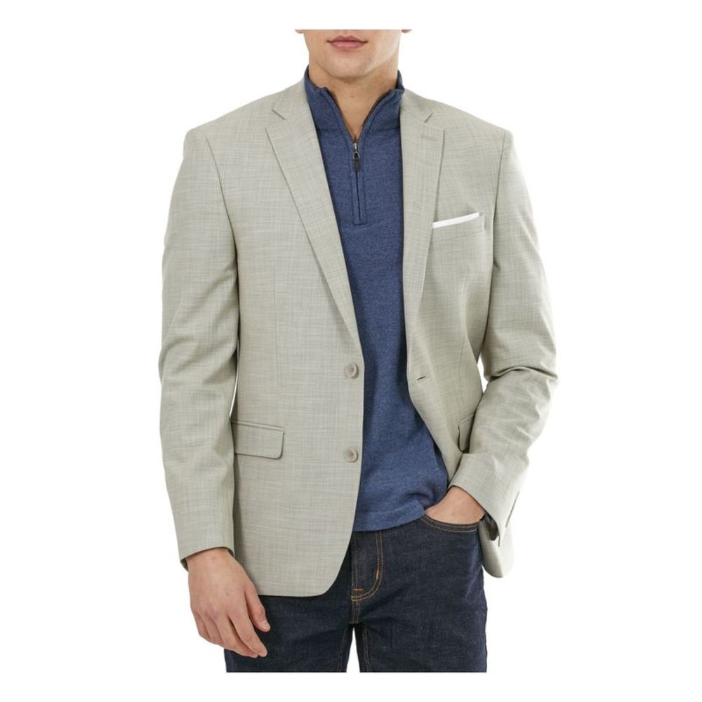 BAR III Mens Beige Single Breasted, Stretch Blazer Jacket 40L